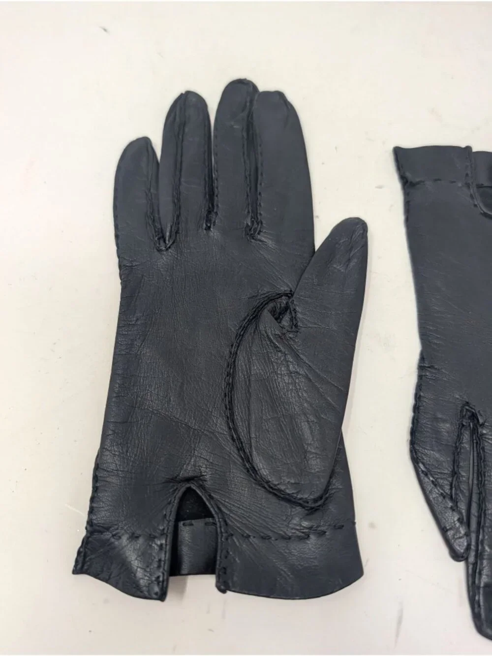 Vintage Black Leather Gloves X Small Perforated